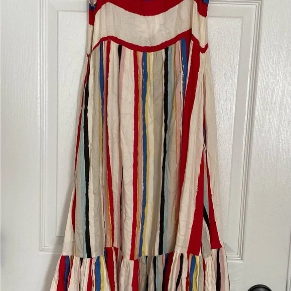NWT Striped Maxi Dress En Crème ASOS Adjustable Straps Red pink Cream Size Small - Picture 4 of 7